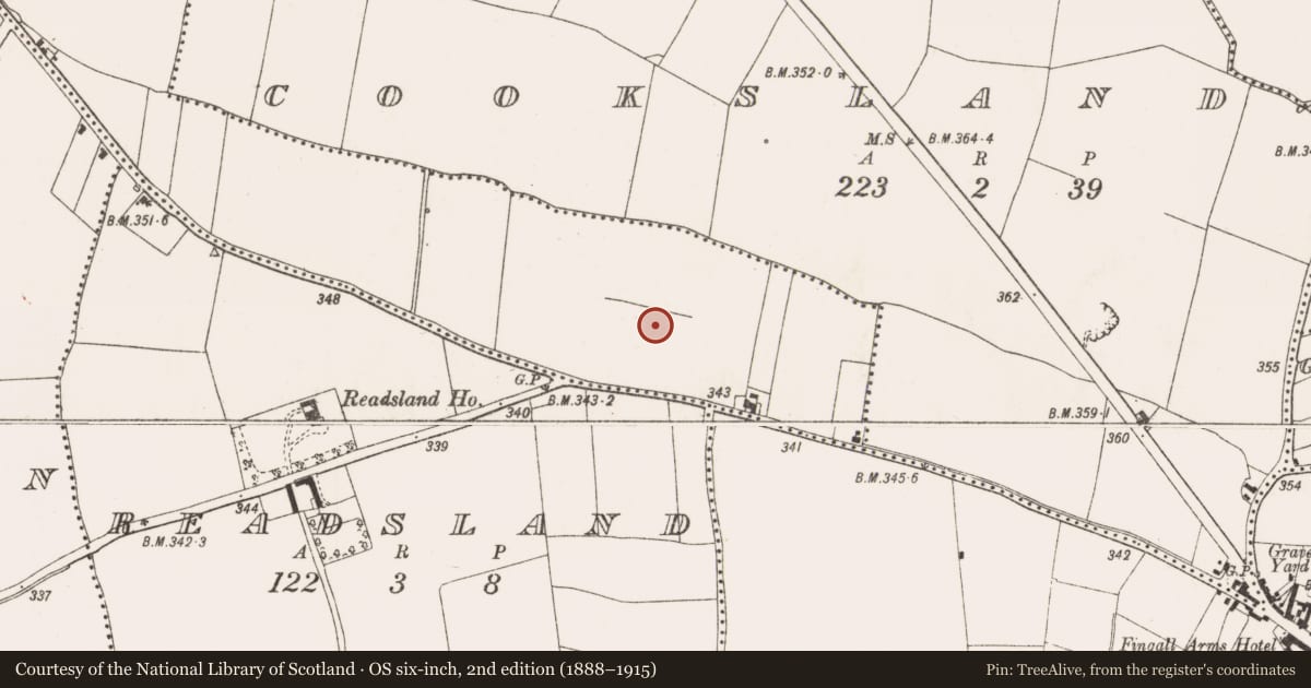 Ordnance Survey six-inch map, 2nd edition (1888–1915) covering the location of Enclosure - large enclosure, Roestown, County Meath, with a pin at the register's coordinates