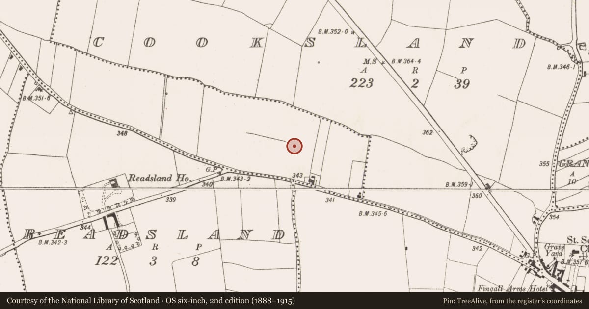 Ordnance Survey six-inch map, 2nd edition (1888–1915) covering the location of Structure, Roestown, County Meath, with a pin at the register's coordinates