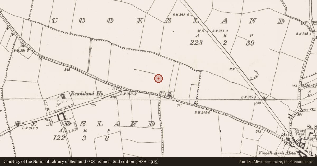 Ordnance Survey six-inch map, 2nd edition (1888–1915) covering the location of Enclosure, Roestown, County Meath, with a pin at the register's coordinates