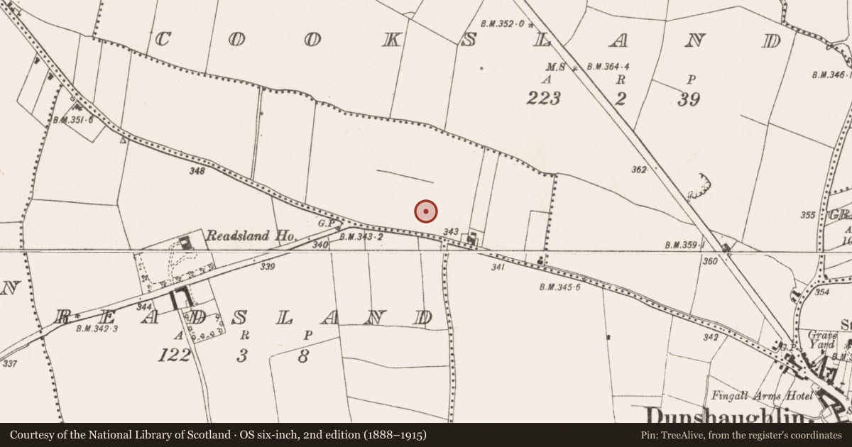 Ordnance Survey six-inch map, 2nd edition (1888–1915) covering the location of Enclosure, Roestown, County Meath, with a pin at the register's coordinates