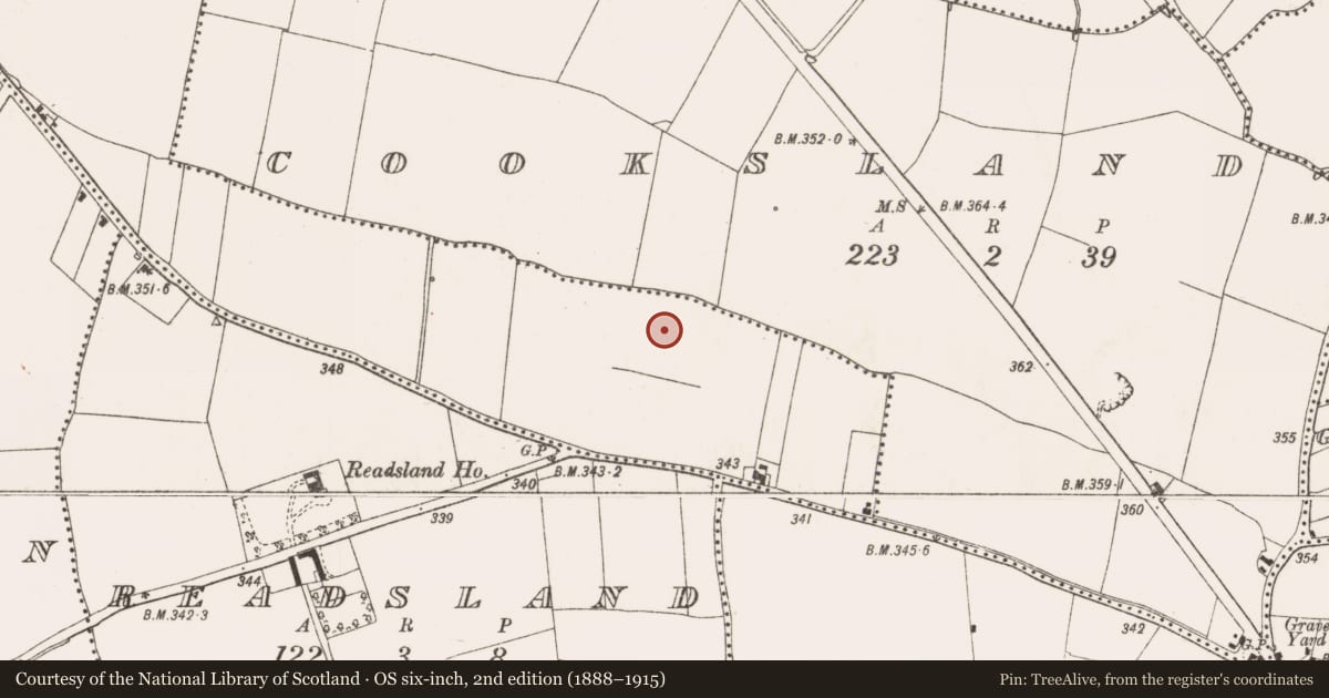 Ordnance Survey six-inch map, 2nd edition (1888–1915) covering the location of Kiln - corn-drying, Roestown, County Meath, with a pin at the register's coordinates