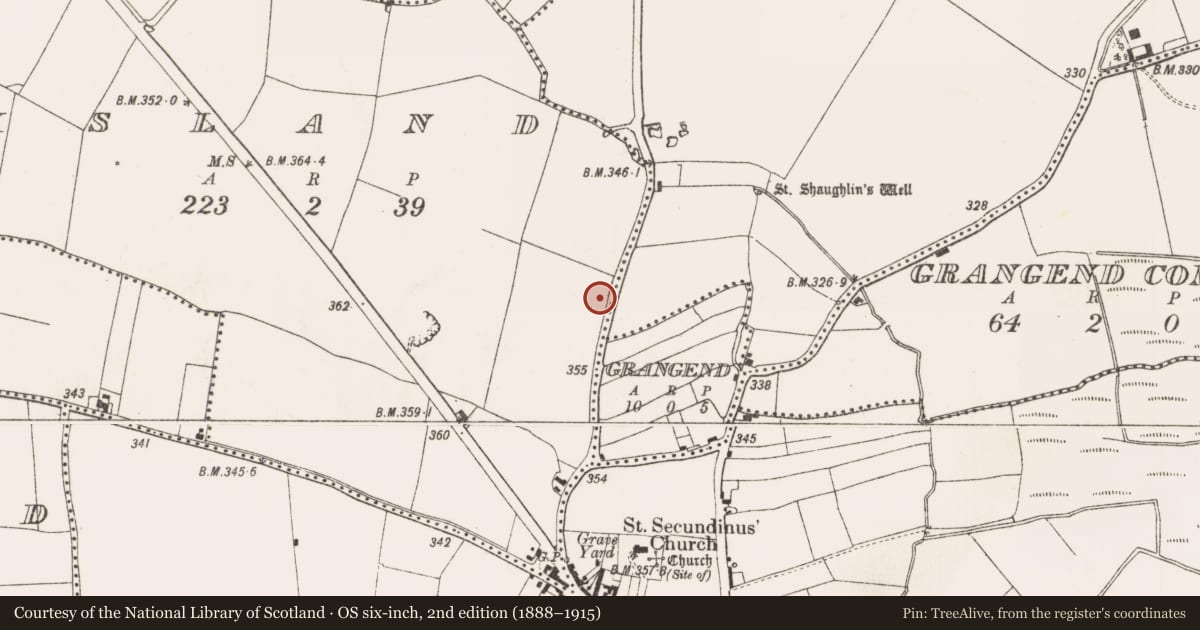 Ordnance Survey six-inch map, 2nd edition (1888–1915) covering the location of Metalworking site, Cooksland, County Meath, with a pin at the register's coordinates