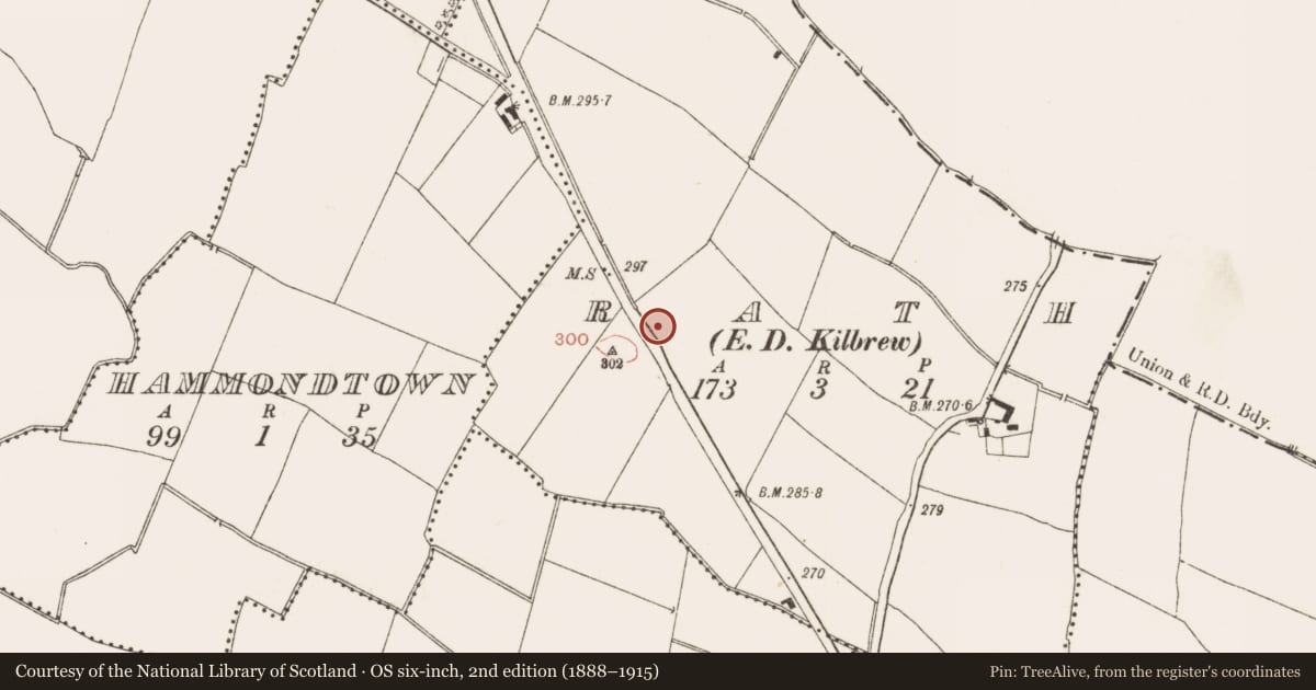 Ordnance Survey six-inch map, 2nd edition (1888–1915) covering the location of Structure, Rath (Ratoath By., Cookstown Par.), County Meath, with a pin at the register's coordinates