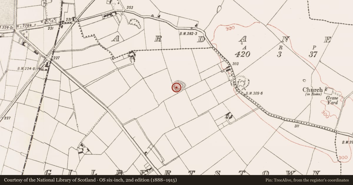 Ordnance Survey six-inch map, 2nd edition (1888–1915) covering the location of Ringfort - rath, Gilbertstown, County Meath, with a pin at the register's coordinates