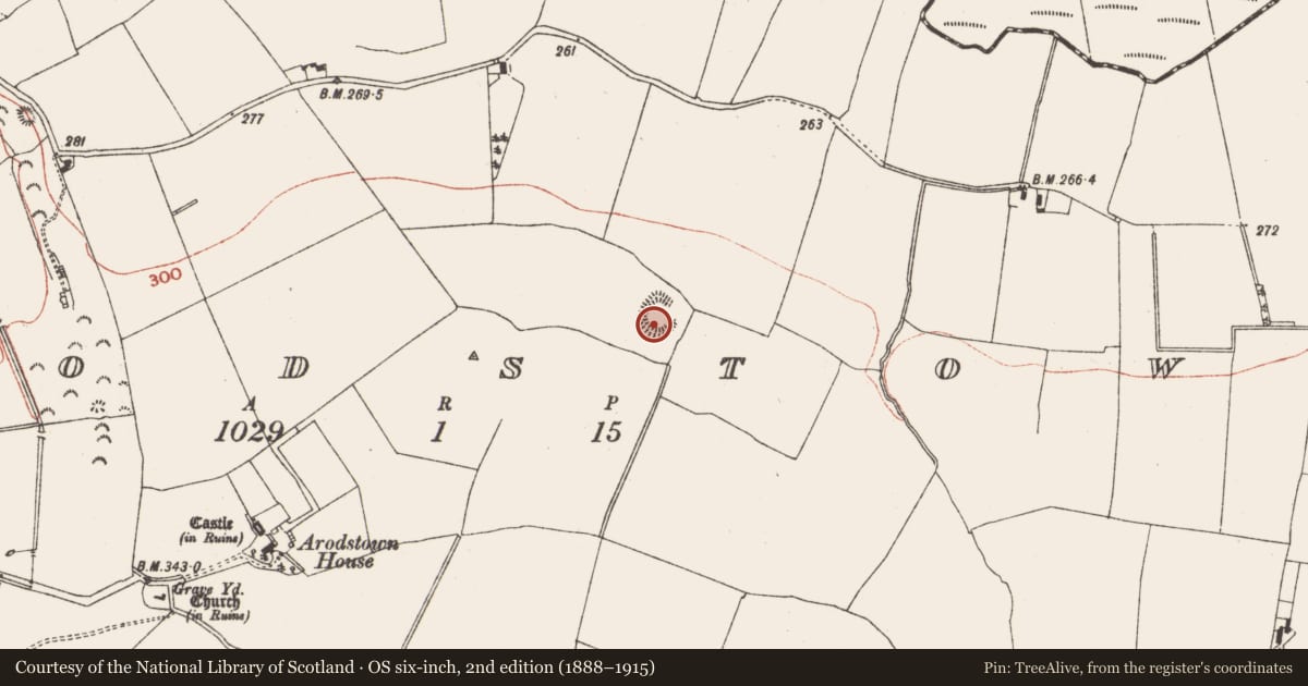 Ordnance Survey six-inch map, 2nd edition (1888–1915) covering the location of Ringfort - rath, Arodstown, County Meath, with a pin at the register's coordinates