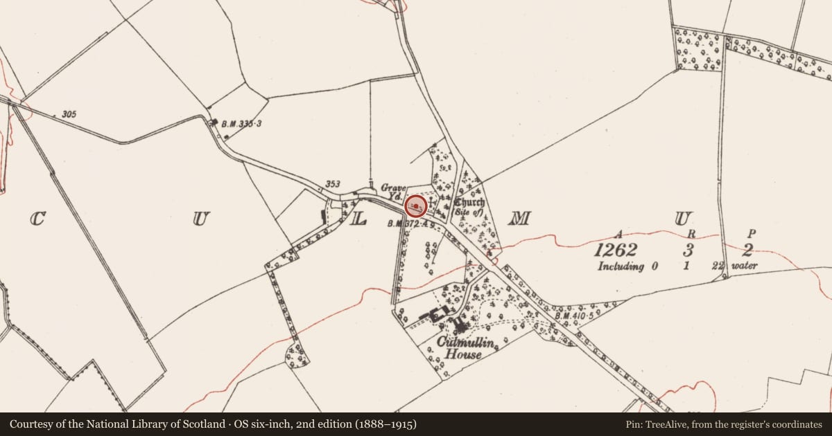 Ordnance Survey six-inch map, 2nd edition (1888–1915) covering the location of Graveyard, Culmullin, County Meath, with a pin at the register's coordinates