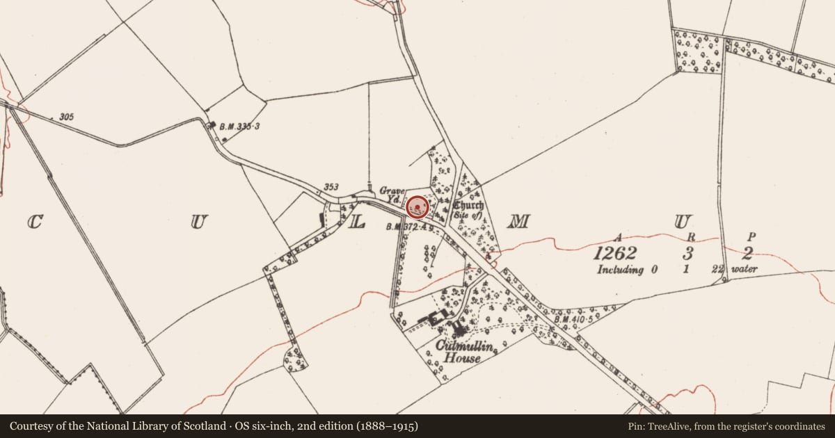 Ordnance Survey six-inch map, 2nd edition (1888–1915) covering the location of Font, Culmullin, County Meath, with a pin at the register's coordinates