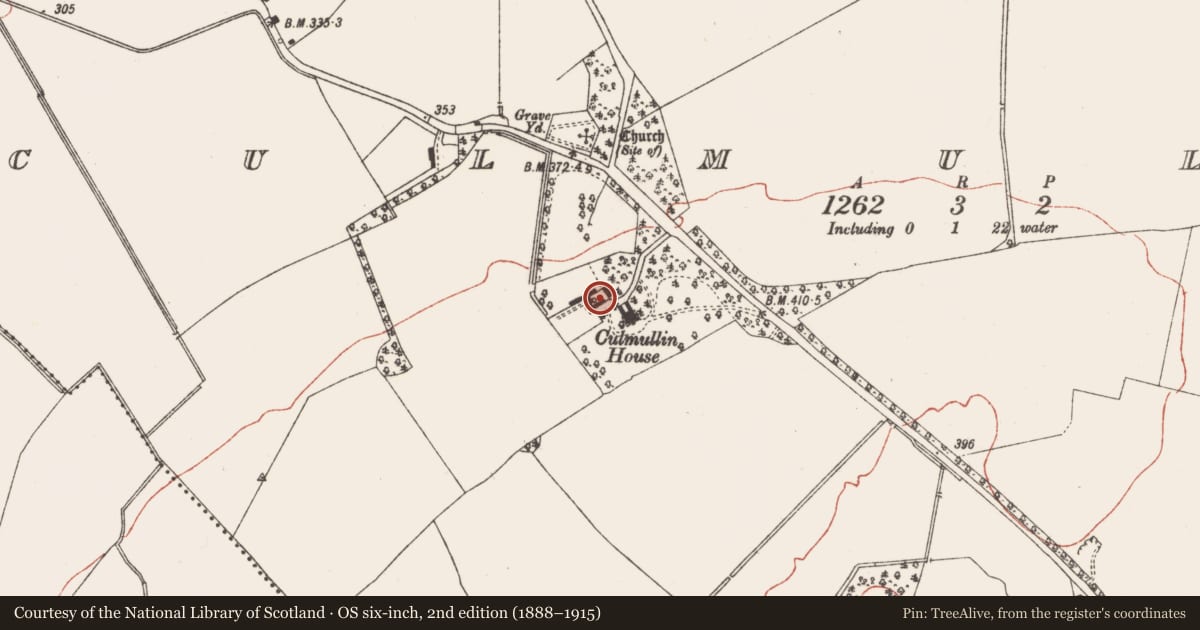 Ordnance Survey six-inch map, 2nd edition (1888–1915) covering the location of Building, Culmullin, County Meath, with a pin at the register's coordinates