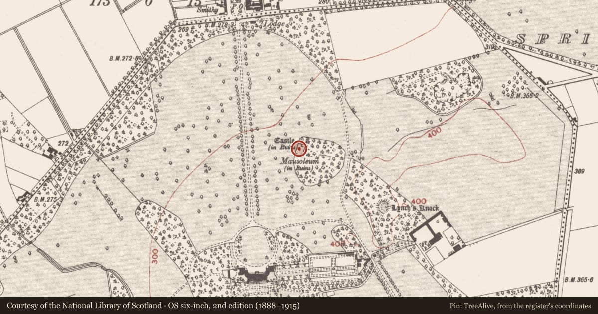 Ordnance Survey six-inch map, 2nd edition (1888–1915) covering the location of House - 16th/17th century, Summerhill Demesne, County Meath, with a pin at the register's coordinates