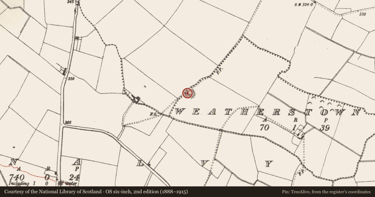 Ordnance Survey six-inch map, 2nd edition (1888–1915) covering the location of Ringfort - rath, Weatherstown, County Meath, with a pin at the register's coordinates