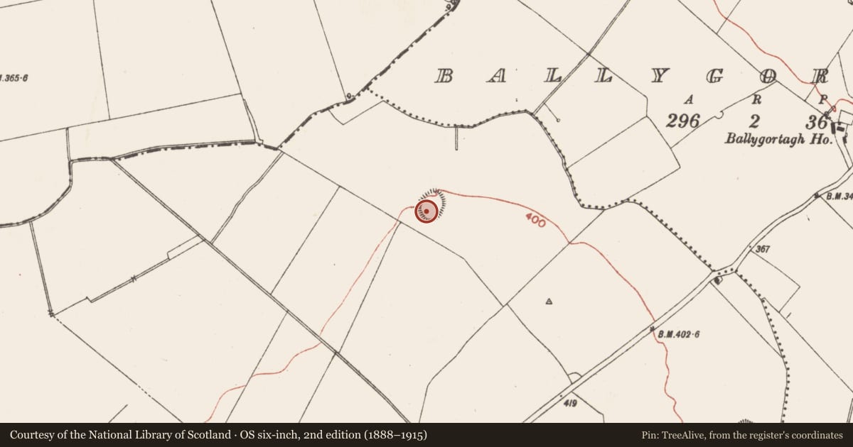 Ordnance Survey six-inch map, 2nd edition (1888–1915) covering the location of Ringfort - rath, Drumlargan, County Meath, with a pin at the register's coordinates
