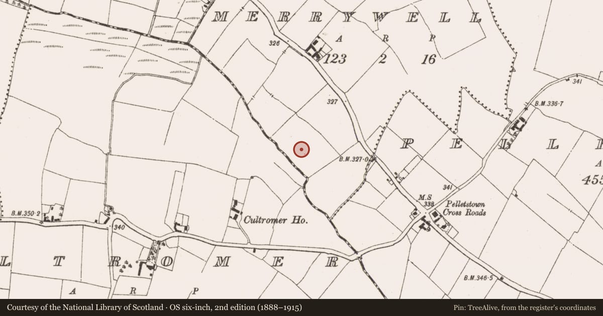 Ordnance Survey six-inch map, 2nd edition (1888–1915) covering the location of Ringfort - rath, Merrywell, County Meath, with a pin at the register's coordinates