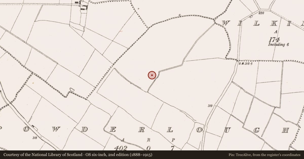 Ordnance Survey six-inch map, 2nd edition (1888–1915) covering the location of Ringfort - rath, Powderlough, County Meath, with a pin at the register's coordinates