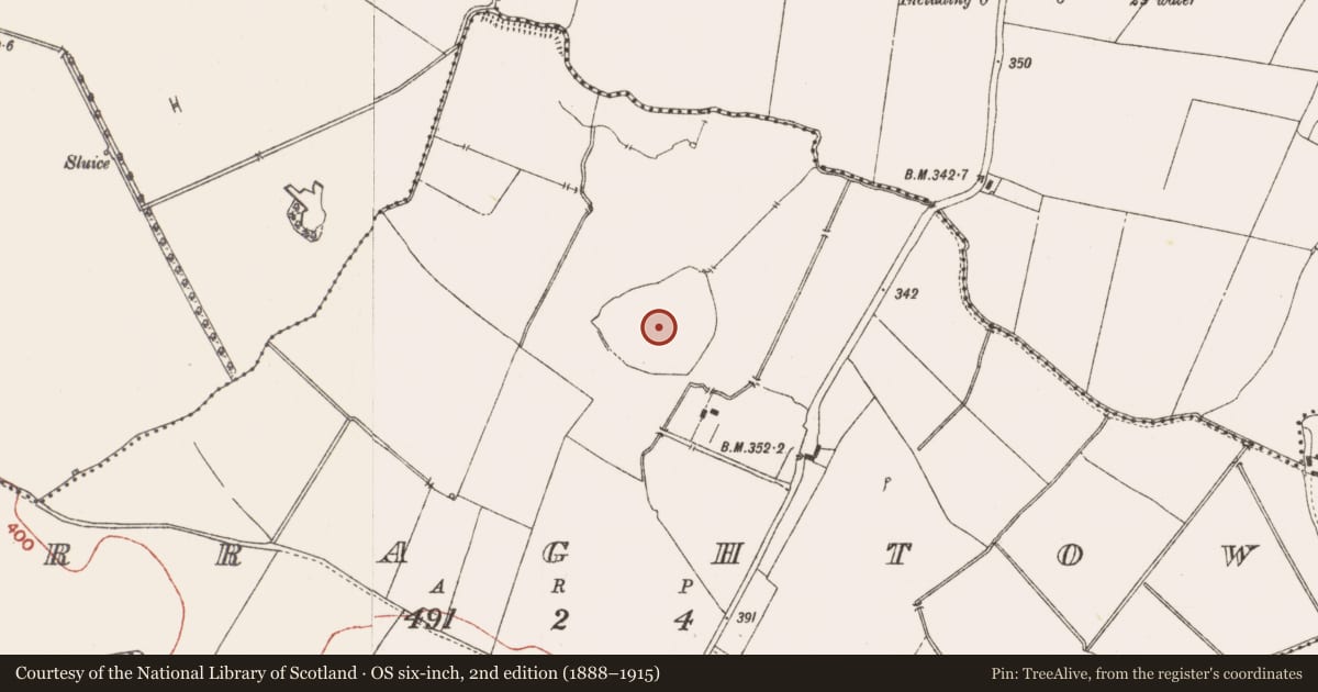 Ordnance Survey six-inch map, 2nd edition (1888–1915) covering the location of Enclosure - large enclosure, Curraghtown, County Meath, with a pin at the register's coordinates
