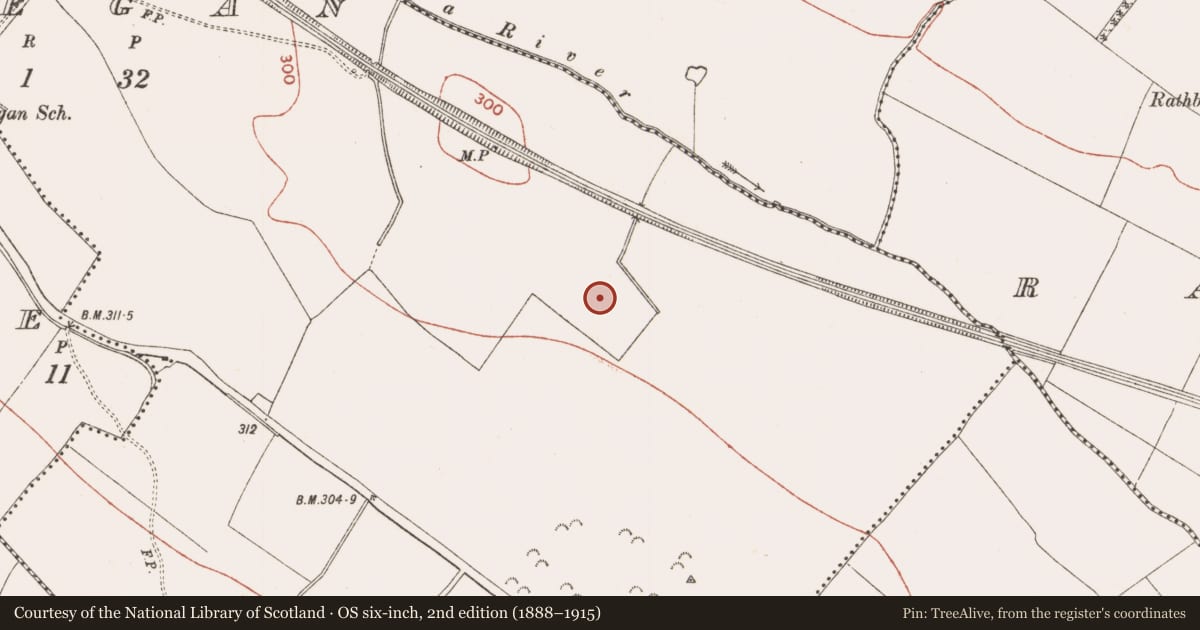 Ordnance Survey six-inch map, 2nd edition (1888–1915) covering the location of Settlement deserted - medieval, Rathregan, County Meath, with a pin at the register's coordinates