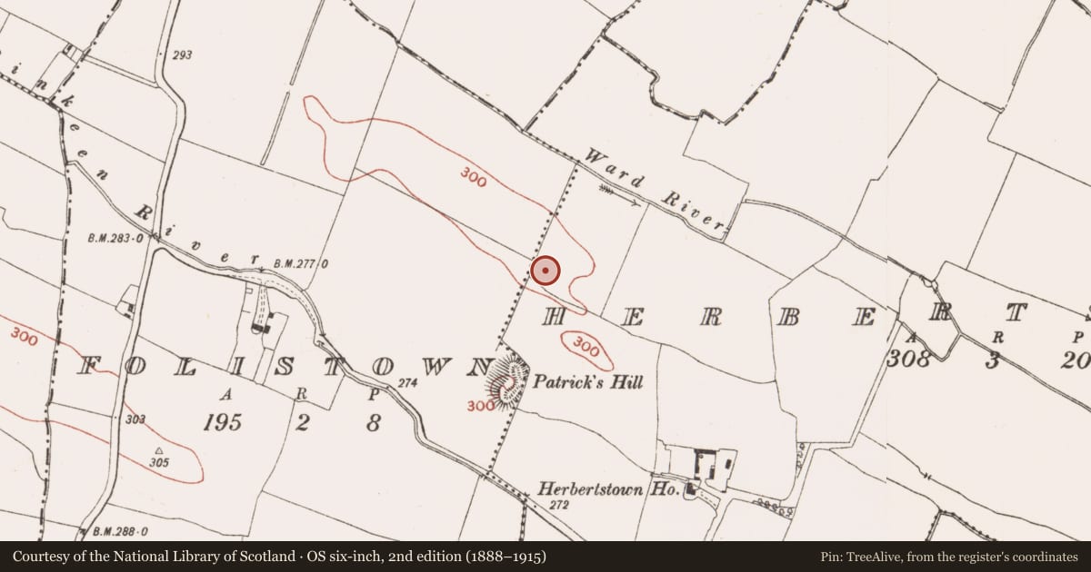 Ordnance Survey six-inch map, 2nd edition (1888–1915) covering the location of Ringfort - rath, Herbertstown, County Meath, with a pin at the register's coordinates