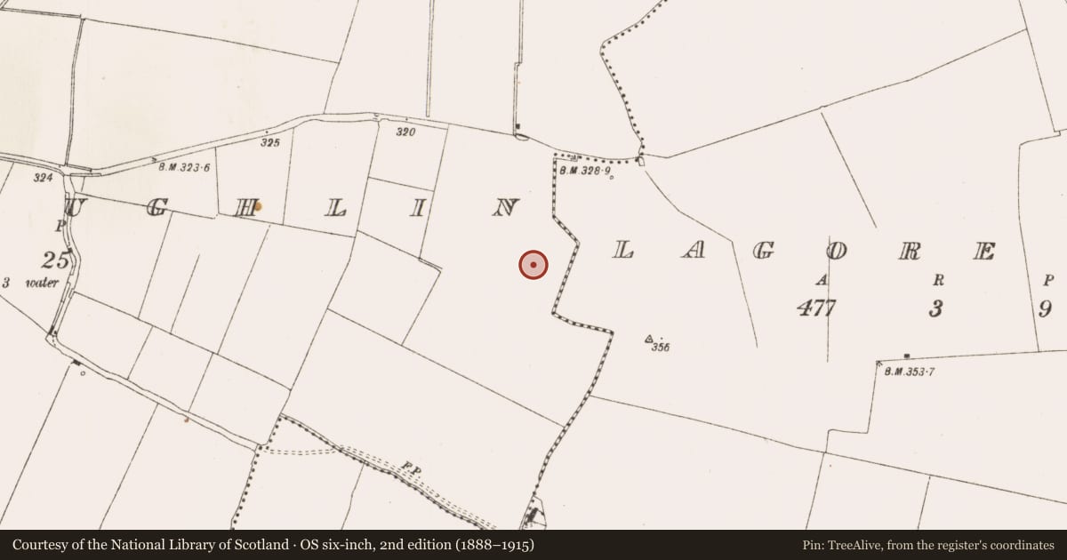 Ordnance Survey six-inch map, 2nd edition (1888–1915) covering the location of Ring-ditch, Dunshaughlin, County Meath, with a pin at the register's coordinates