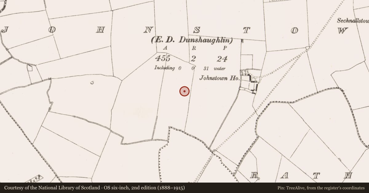 Ordnance Survey six-inch map, 2nd edition (1888–1915) covering the location of Structure, Johnstown (Ratoath By., Dunshaughlin Par.), County Meath, with a pin at the register's coordinates