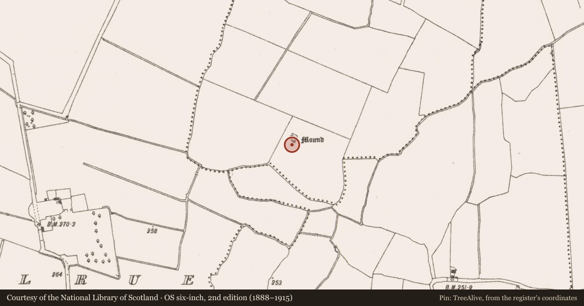 Ordnance Survey six-inch map, 2nd edition (1888–1915) covering the location of Mound, Baltrasna, County Meath, with a pin at the register's coordinates