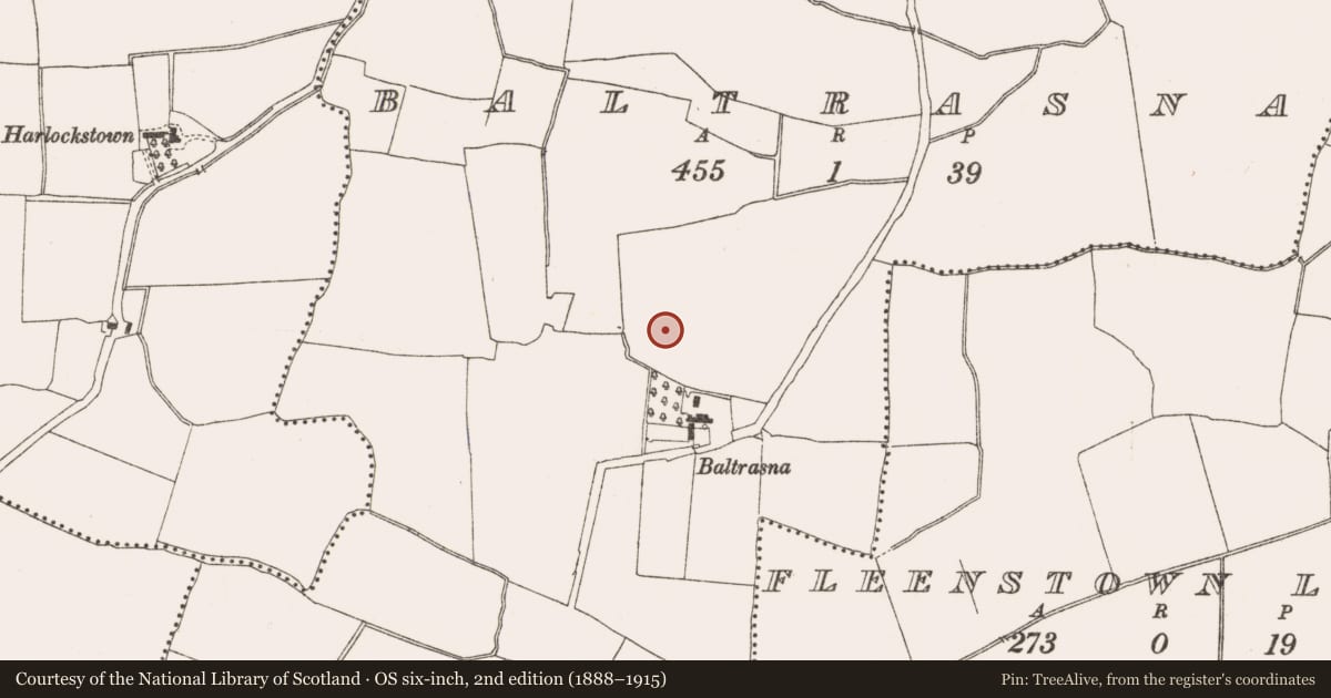 Ordnance Survey six-inch map, 2nd edition (1888–1915) covering the location of Well, Baltrasna, County Meath, with a pin at the register's coordinates