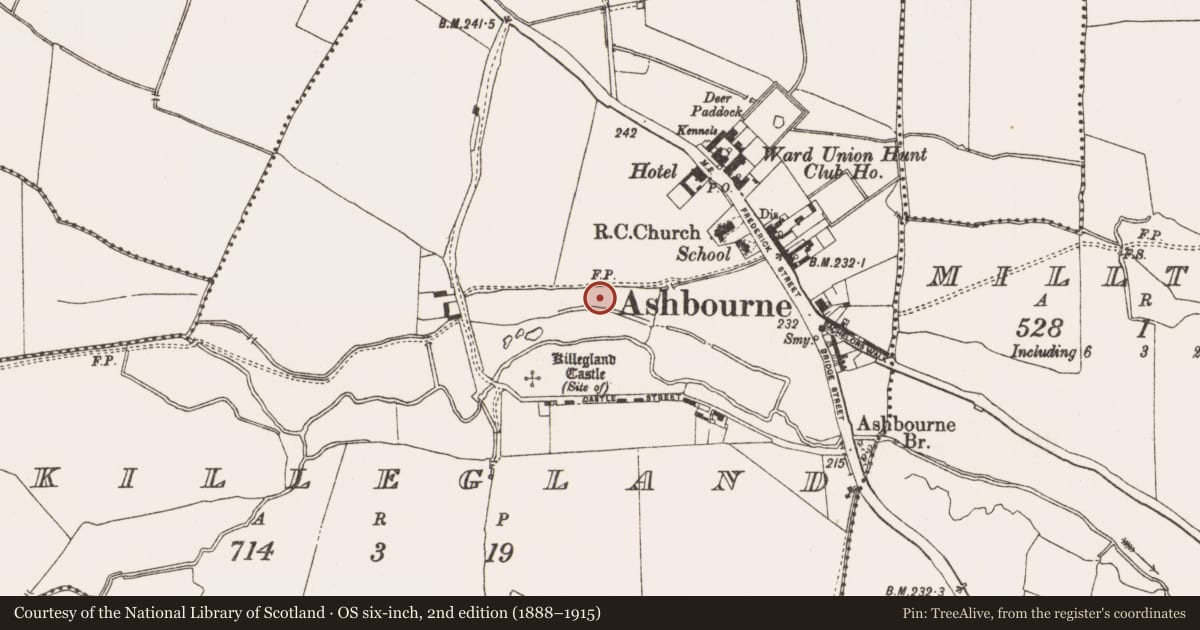 Ordnance Survey six-inch map, 2nd edition (1888–1915) covering the location of Mill - unclassified, Killegland, County Meath, with a pin at the register's coordinates