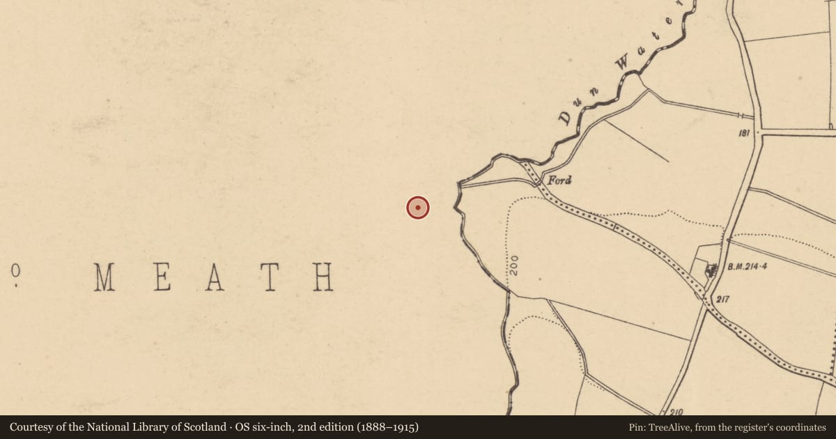 Ordnance Survey six-inch map, 2nd edition (1888–1915) covering the location of Enclosure, Rath (Ratoath By., Greenoge Par.), County Meath, with a pin at the register's coordinates