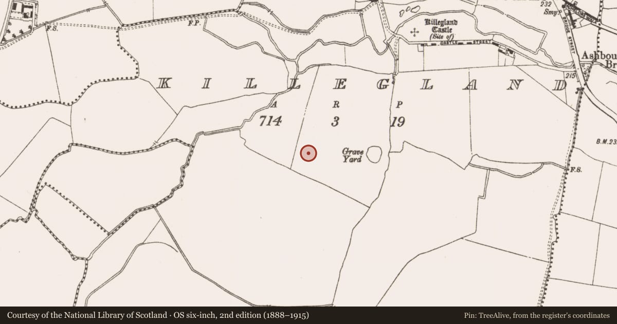Ordnance Survey six-inch map, 2nd edition (1888–1915) covering the location of Ring-ditch, Killegland, County Meath, with a pin at the register's coordinates