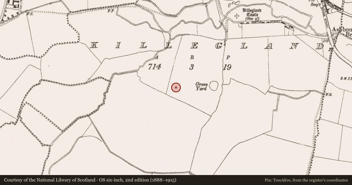 Ordnance Survey six-inch map, 2nd edition (1888–1915) covering the location of Ring-ditch, Killegland, County Meath, with a pin at the register's coordinates
