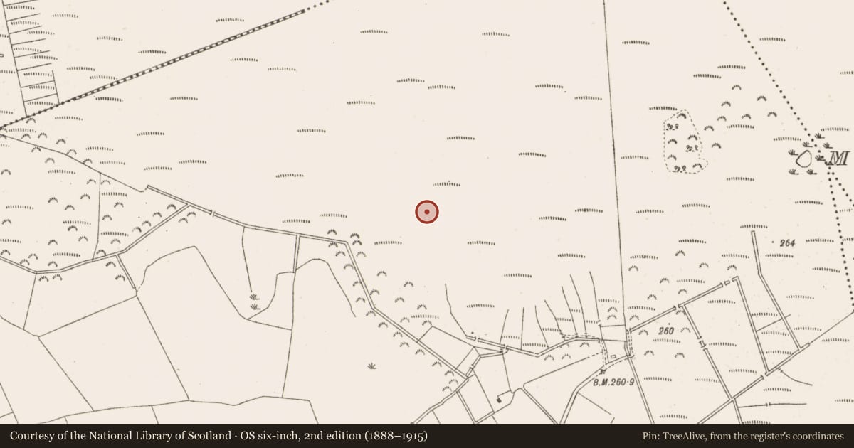 Ordnance Survey six-inch map, 2nd edition (1888–1915) covering the location of Platform - peatland, Knockersally Or Colehill, County Meath, with a pin at the register's coordinates