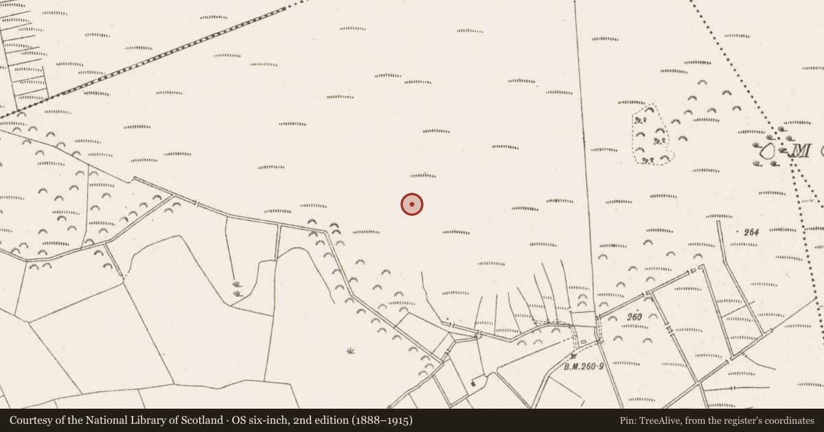 Ordnance Survey six-inch map, 2nd edition (1888–1915) covering the location of Platform - peatland, Knockersally Or Colehill, County Meath, with a pin at the register's coordinates