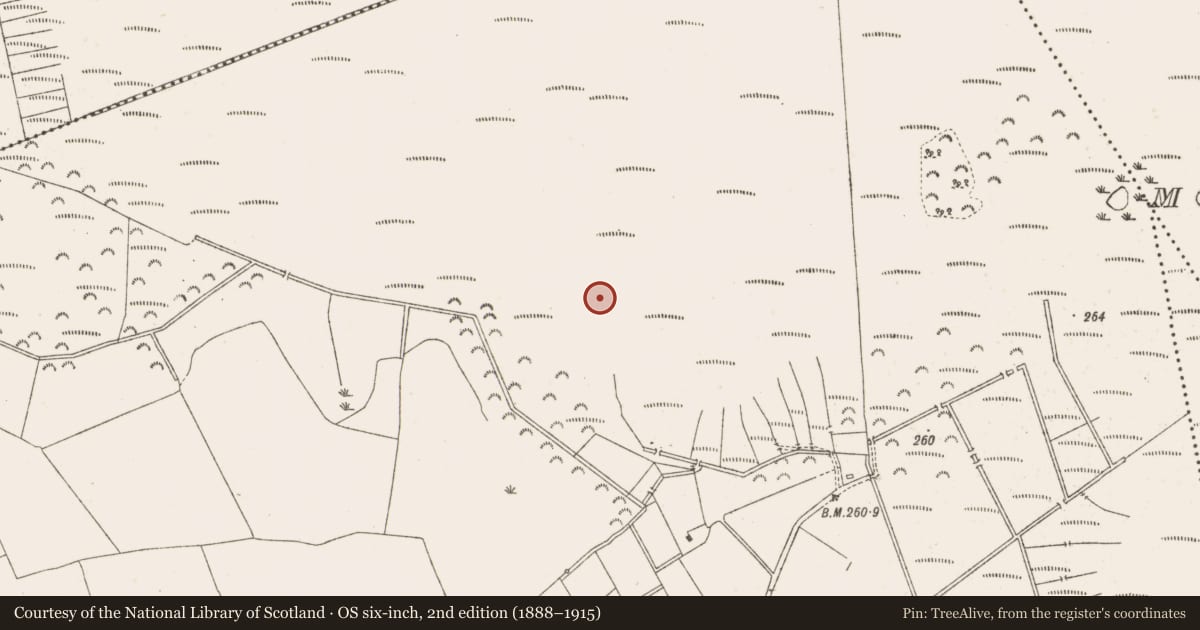 Ordnance Survey six-inch map, 2nd edition (1888–1915) covering the location of Platform - peatland, Knockersally Or Colehill, County Meath, with a pin at the register's coordinates