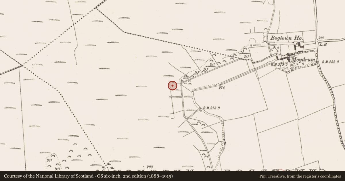 Ordnance Survey six-inch map, 2nd edition (1888–1915) covering the location of Structure - peatland, Moydrum Or Bogstown, County Meath, with a pin at the register's coordinates