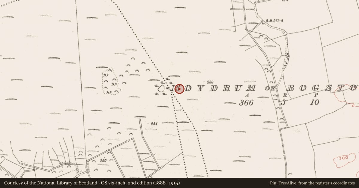 Ordnance Survey six-inch map, 2nd edition (1888–1915) covering the location of Road - class 3 togher, Moydrum Or Bogstown, County Meath, with a pin at the register's coordinates