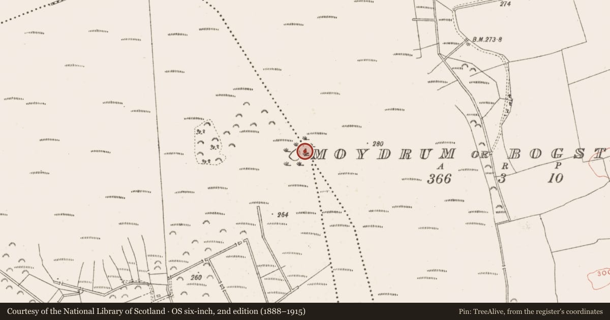 Ordnance Survey six-inch map, 2nd edition (1888–1915) covering the location of Structure - peatland, Moydrum Or Bogstown, County Meath, with a pin at the register's coordinates