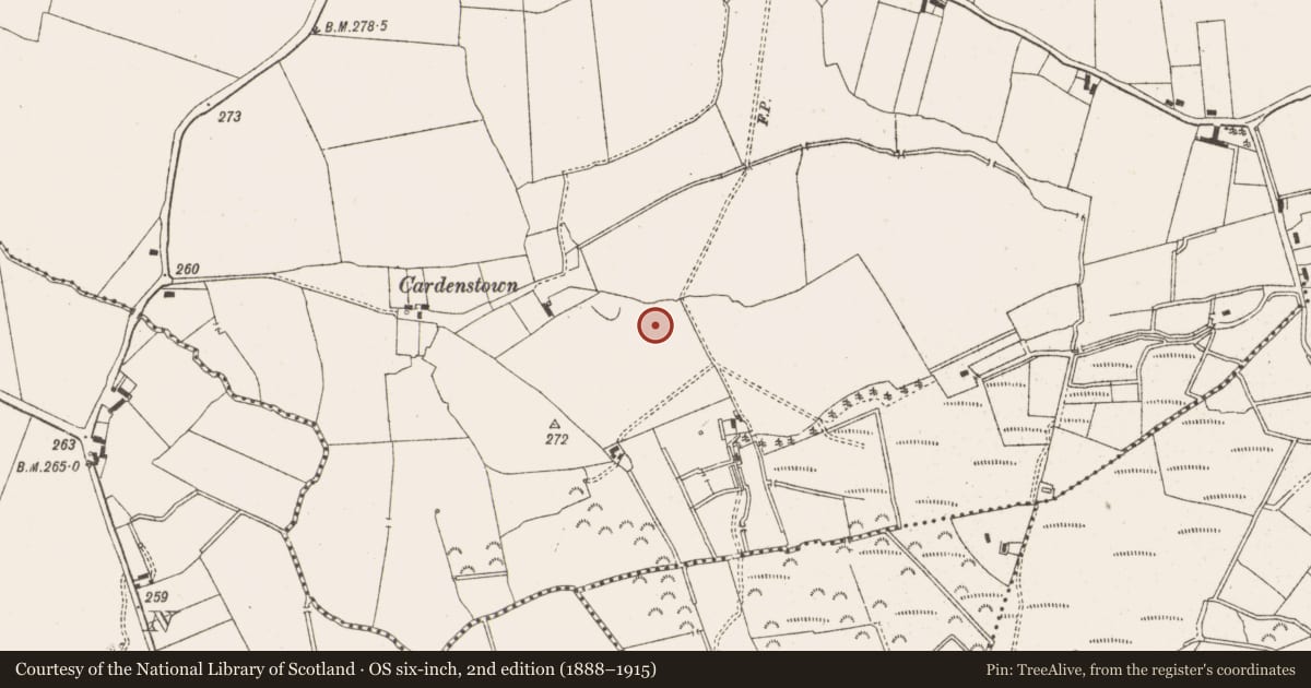 Ordnance Survey six-inch map, 2nd edition (1888–1915) covering the location of Enclosure, Knockersally Or Colehill, County Meath, with a pin at the register's coordinates