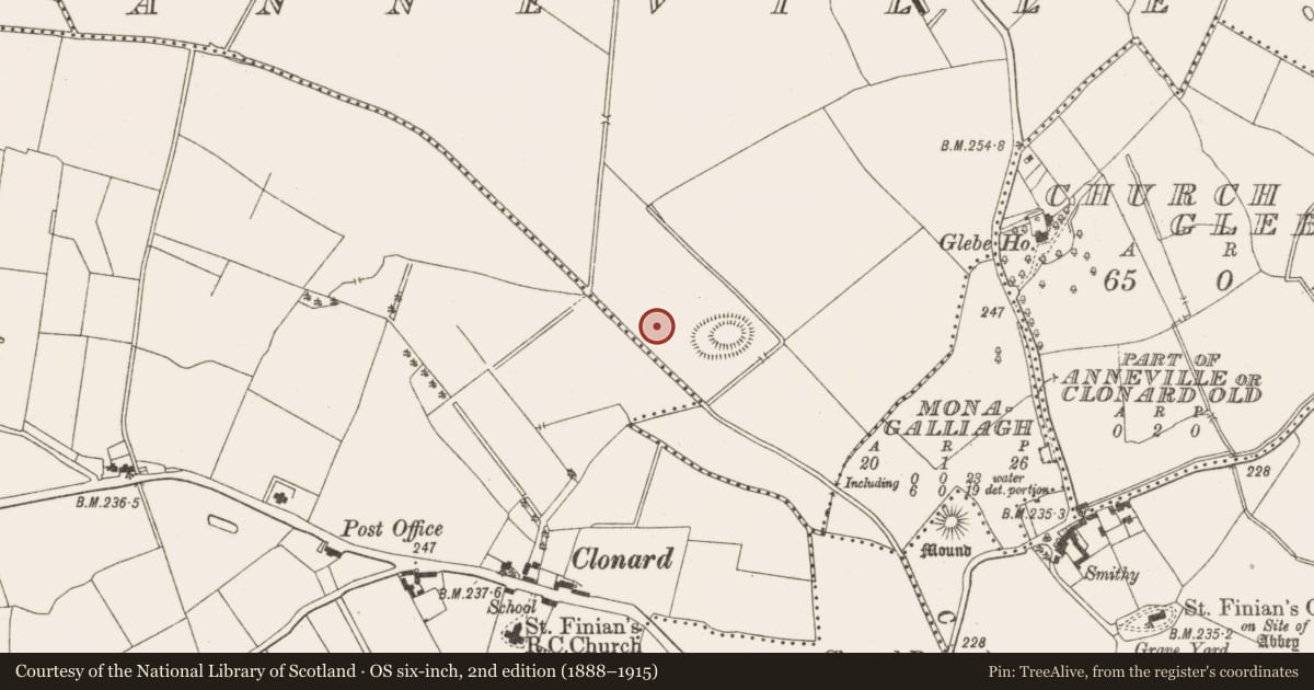 Ordnance Survey six-inch map, 2nd edition (1888–1915) covering the location of Ringfort - rath, Anneville Or Clonard Old, County Meath, with a pin at the register's coordinates
