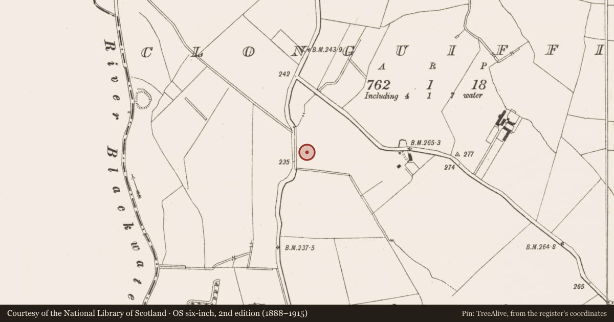 Ordnance Survey six-inch map, 2nd edition (1888–1915) covering the location of House - indeterminate date, Clonguiffin, County Meath, with a pin at the register's coordinates