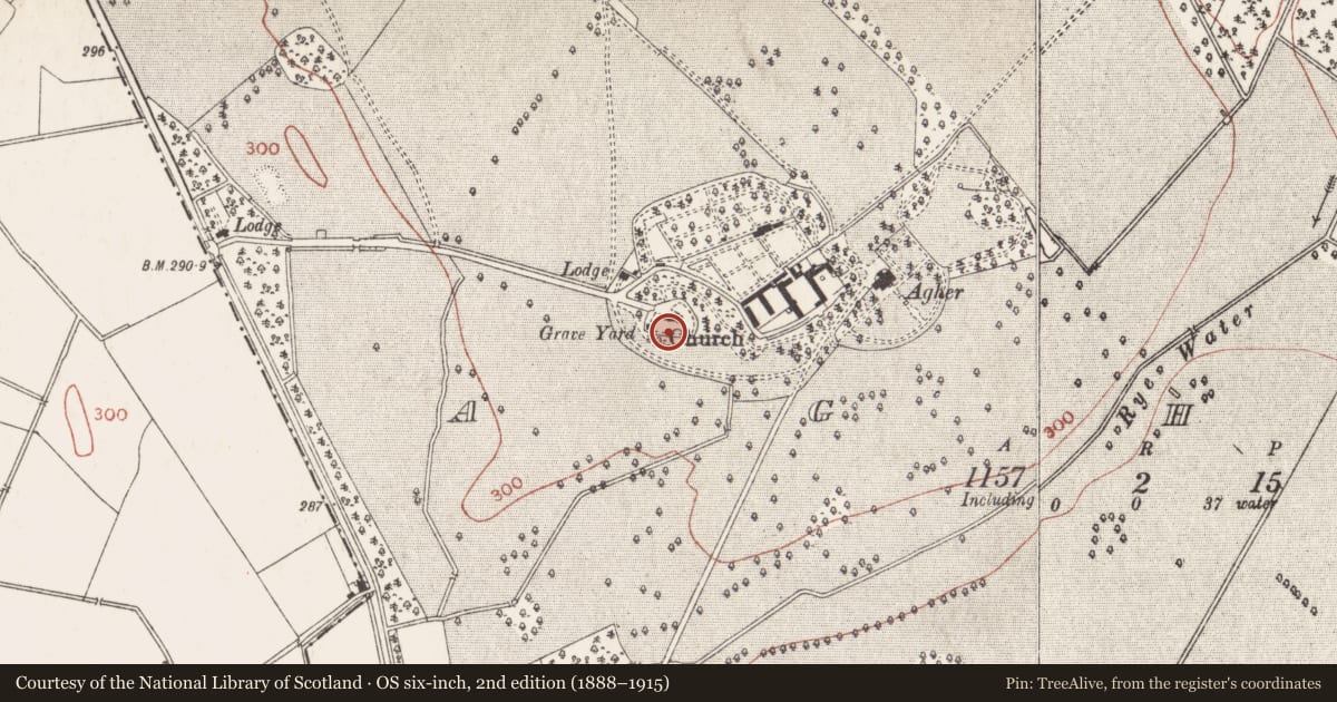 Ordnance Survey six-inch map, 2nd edition (1888–1915) covering the location of Church, Agher (Deece Upper By., Agher Par.), County Meath, with a pin at the register's coordinates