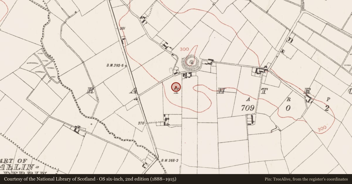 Ordnance Survey six-inch map, 2nd edition (1888–1915) covering the location of Enclosure, Rathtroane, County Meath, with a pin at the register's coordinates