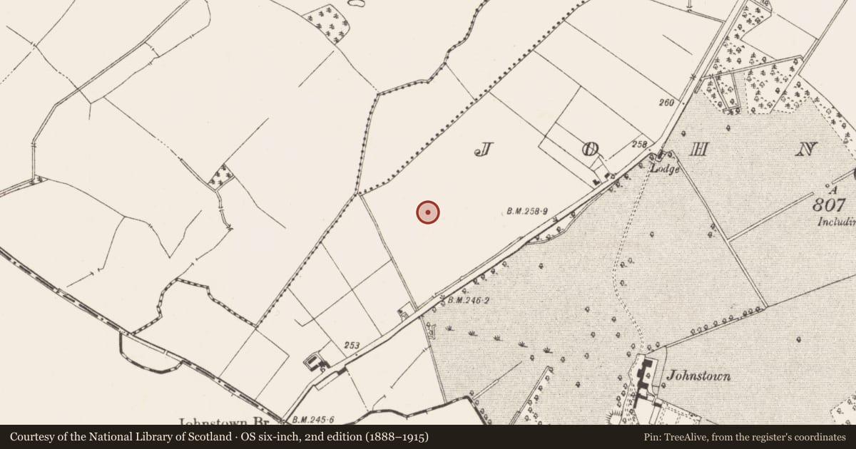 Ordnance Survey six-inch map, 2nd edition (1888–1915) covering the location of Water mill - vertical-wheeled, Johnstown (Moyfenrath Lower By., Rathcore Par.), County Meath, with a pin at the register's coordinates