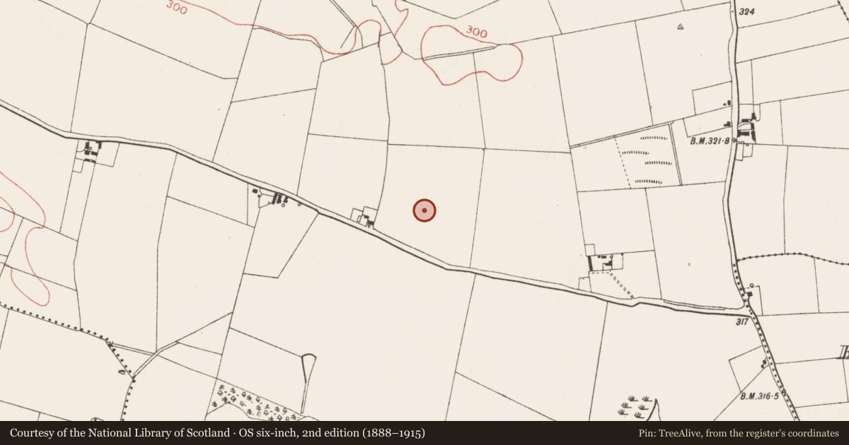 Ordnance Survey six-inch map, 2nd edition (1888–1915) covering the location of Ring-ditch, Ballynaskea, County Meath, with a pin at the register's coordinates