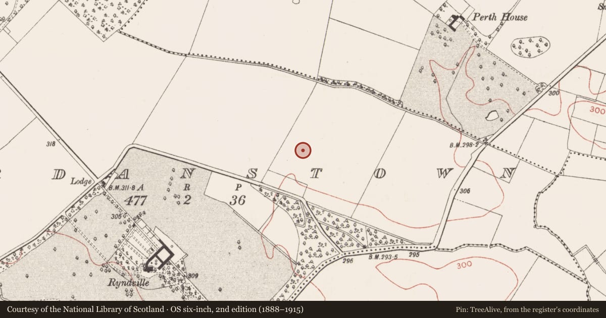 Ordnance Survey six-inch map, 2nd edition (1888–1915) covering the location of Ring-ditch, Jordanstown, County Meath, with a pin at the register's coordinates
