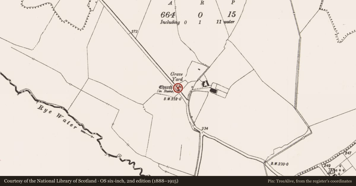 Ordnance Survey six-inch map, 2nd edition (1888–1915) covering the location of Church, Balfeaghan, County Meath, with a pin at the register's coordinates