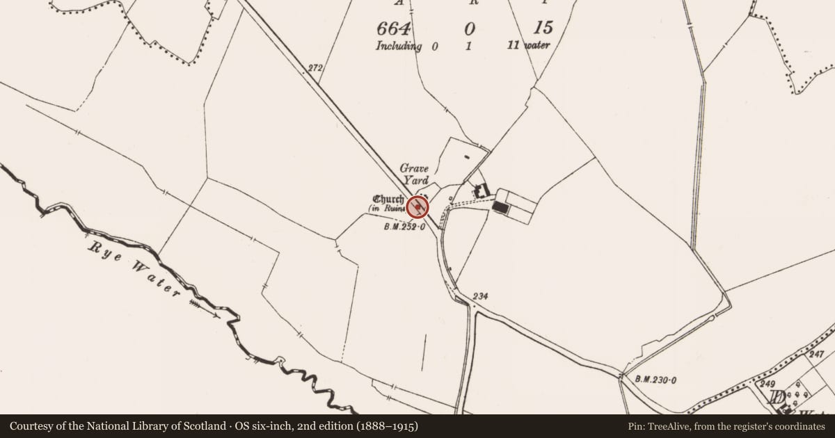Ordnance Survey six-inch map, 2nd edition (1888–1915) covering the location of Graveyard, Balfeaghan, County Meath, with a pin at the register's coordinates