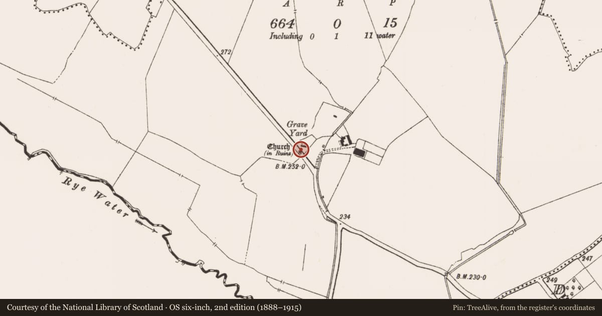 Ordnance Survey six-inch map, 2nd edition (1888–1915) covering the location of Font, Balfeaghan, County Meath, with a pin at the register's coordinates