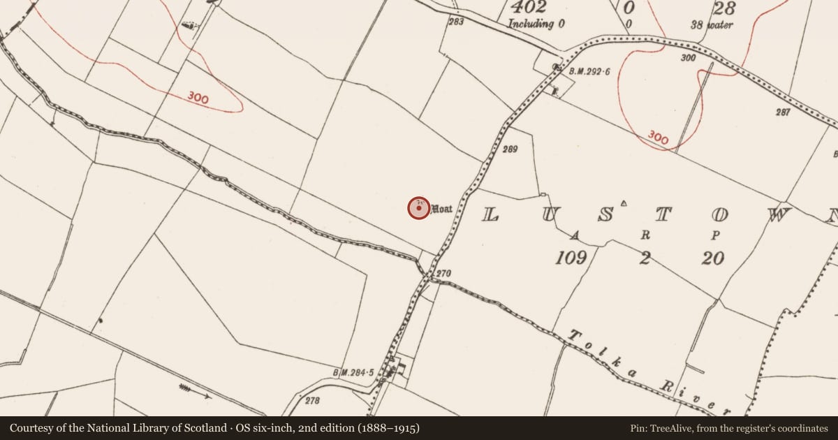 Ordnance Survey six-inch map, 2nd edition (1888–1915) covering the location of Barrow - mound barrow, Quarryland, County Meath, with a pin at the register's coordinates