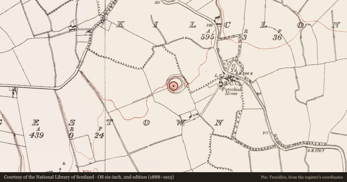 Ordnance Survey six-inch map, 2nd edition (1888–1915) covering the location of Barrow - stepped barrow, Pagestown, County Meath, with a pin at the register's coordinates