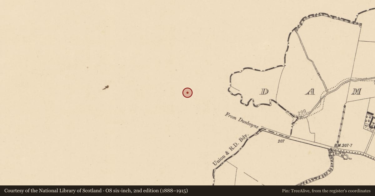 Ordnance Survey six-inch map, 2nd edition (1888–1915) covering the location of Burnt mound, Clonee, County Meath, with a pin at the register's coordinates