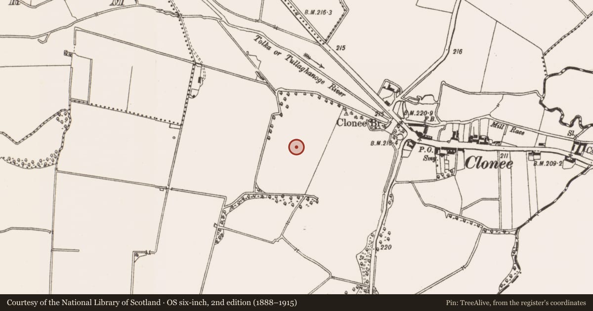 Ordnance Survey six-inch map, 2nd edition (1888–1915) covering the location of Well, Clonee, County Meath, with a pin at the register's coordinates
