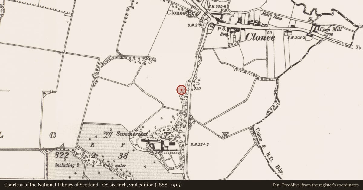 Ordnance Survey six-inch map, 2nd edition (1888–1915) covering the location of Kiln, Clonee, County Meath, with a pin at the register's coordinates
